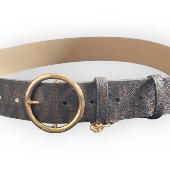 🔥5 FOR $25🔥Michael Kors Women's MK Logo Belt,Gold Circle Buckle Size M - Picture 5 of 7